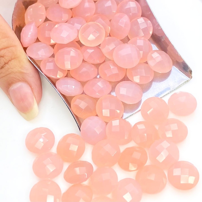  340 Carat Pink Chalcedony 12mm Briolette Round Shape AAA Grade Loose Gemstone Beads Lot - Total 55 Pcs.