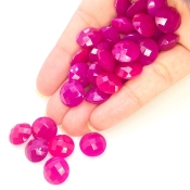  190 Carat Raspberry Chalcedony 12mm Briolette Round Shape AAA Grade Loose Gemstone Beads Lot - Total 32 Pcs.