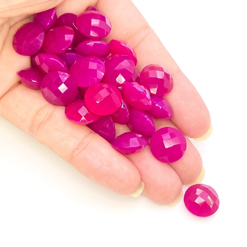  190 Carat Raspberry Chalcedony 12mm Briolette Round Shape AAA Grade Loose Gemstone Beads Lot - Total 32 Pcs.