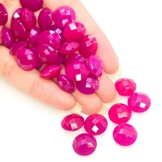  190 Carat Raspberry Chalcedony 12mm Briolette Round Shape AAA Grade Loose Gemstone Beads Lot - Total 32 Pcs.