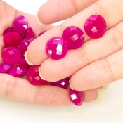 190 Carat Raspberry Chalcedony 12mm Briolette Round Shape AAA Grade Loose Gemstone Beads Lot - Total 32 Pcs.