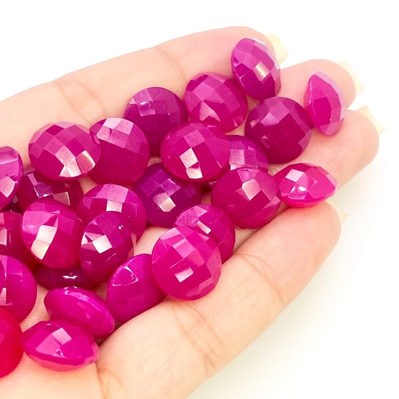  190 Carat Raspberry Chalcedony 12mm Briolette Round Shape AAA Grade Loose Gemstone Beads Lot - Total 32 Pcs.