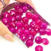  190 Carat Raspberry Chalcedony 12mm Briolette Round Shape AAA Grade Loose Gemstone Beads Lot - Total 32 Pcs.