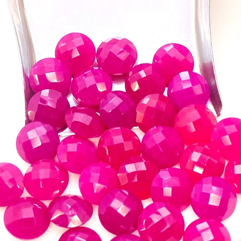  190 Carat Raspberry Chalcedony 12mm Briolette Round Shape AAA Grade Loose Gemstone Beads Lot - Total 32 Pcs.