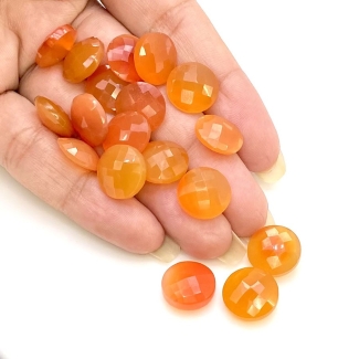  87.5 Carat Carnelian 12mm Briolette Round Shape AA Grade Loose Gemstone Beads Lot - Total 18 Pcs.