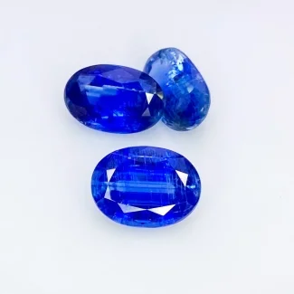 10.65 Cts. Kyanite 10.5x7-11x8.5mm Faceted Oval Shape A Grade Gemstones Parcel - Total 3 Pcs.