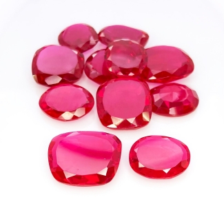  122.7 carat Lab Ruby 14-19mm Rose Cut Irregular Shape AAA Grade Gemstones Parcel - Total 11 Pcs.