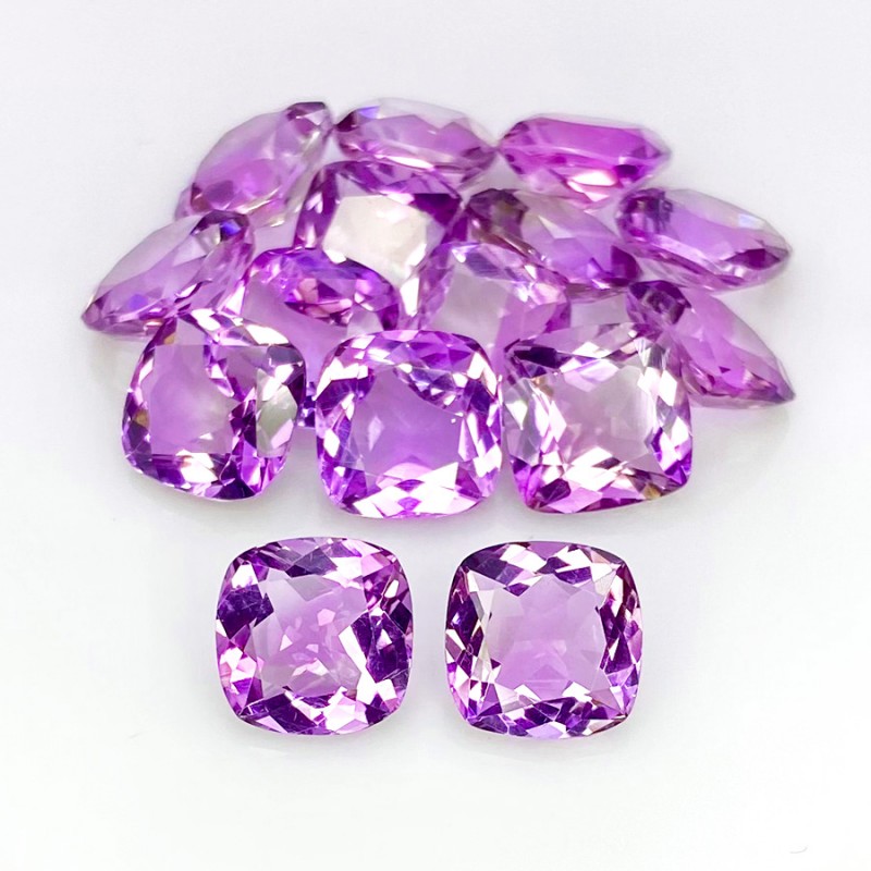 53.30 Cts. Brazilian Amethyst 10mm Faceted Square Cushion Shape AA Grade Gemstones Parcel - Total 15 Pcs.