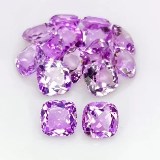 57.65 Cts. Brazilian Amethyst 10mm Faceted Square Cushion Shape AA Grade Gemstones Parcel - Total 15 Pcs.