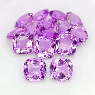 Brazilian Amethyst Faceted Square Cushion Shape AA Grade Gemstone Parcel - 10mm - 15 Pc. - 53.85 Cts.