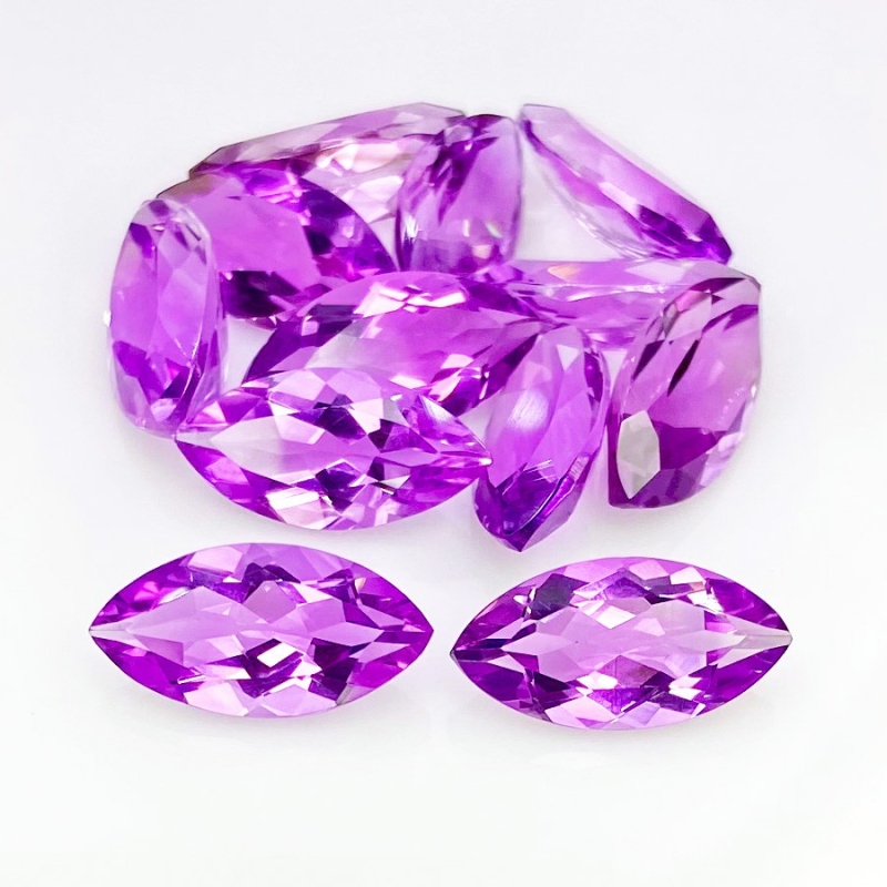 43.35 Cts. Brazilian Amethyst 16x8mm Faceted Marquise Shape AA+ Grade Gemstones Parcel - Total 12 Pcs.
