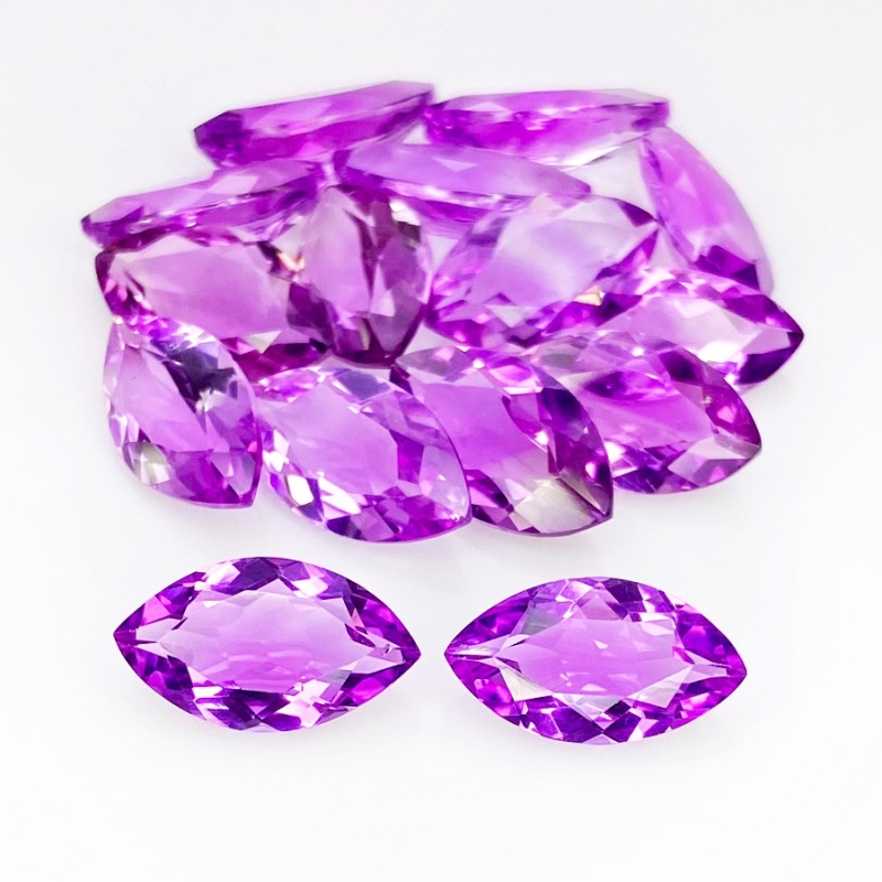 40.35 Cts. Brazilian Amethyst 14x8mm Faceted Marquise Shape AA+ Grade Gemstones Parcel - Total 15 Pcs.