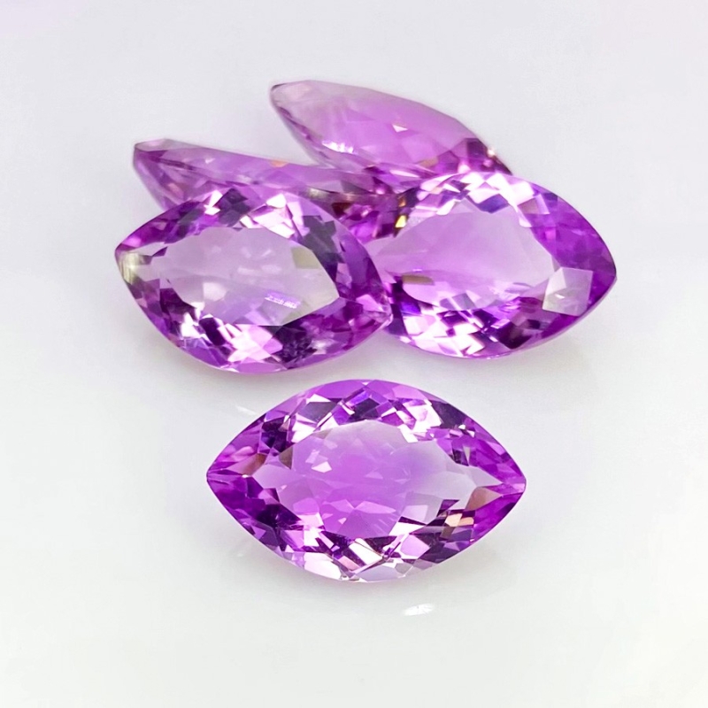 43.10 Cts. Brazilian Amethyst 19x12mm Faceted Marquise Shape AA+ Grade Gemstones Parcel - Total 5 Pcs.