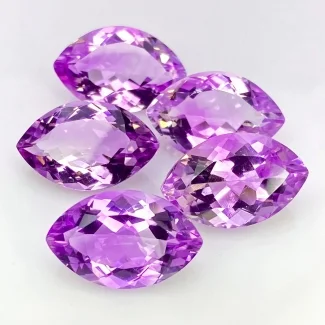 49.95 Cts. Brazilian Amethyst 19x12mm Faceted Marquise Shape AA+ Grade Gemstones Parcel - Total 5 Pcs.