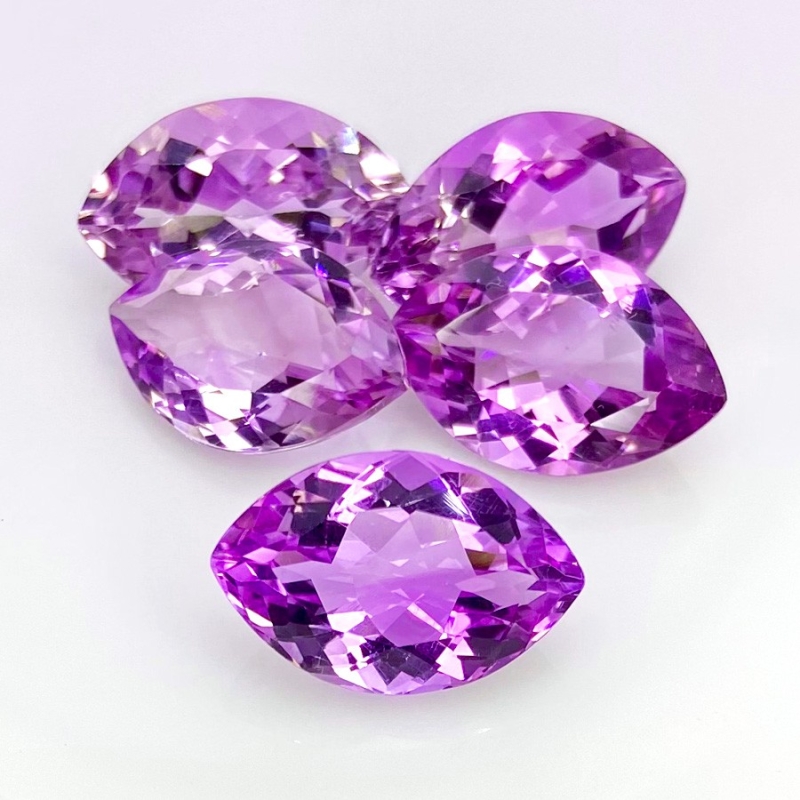 48.10 Cts. Brazilian Amethyst 19x12mm Faceted Marquise Shape AA+ Grade Gemstones Parcel - Total 5 Pcs.