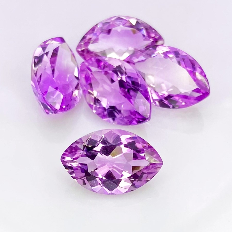 52.25 Cts. Brazilian Amethyst 19x12mm Faceted Marquise Shape AA+ Grade Gemstones Parcel - Total 5 Pcs.
