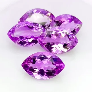 49.10 Cts. Brazilian Amethyst 19x12mm Faceted Marquise Shape AA+ Grade Gemstones Parcel - Total 5 Pcs.