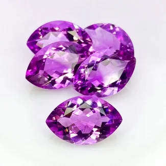 46.55 Cts. Brazilian Amethyst 19x12mm Faceted Marquise Shape AA+ Grade Gemstones Parcel - Total 5 Pcs.