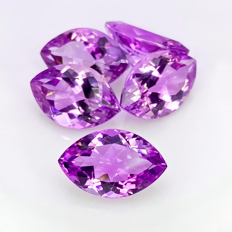 49.25 Cts. Brazilian Amethyst 19x12mm Faceted Marquise Shape AA+ Grade Gemstones Parcel - Total 5 Pcs.