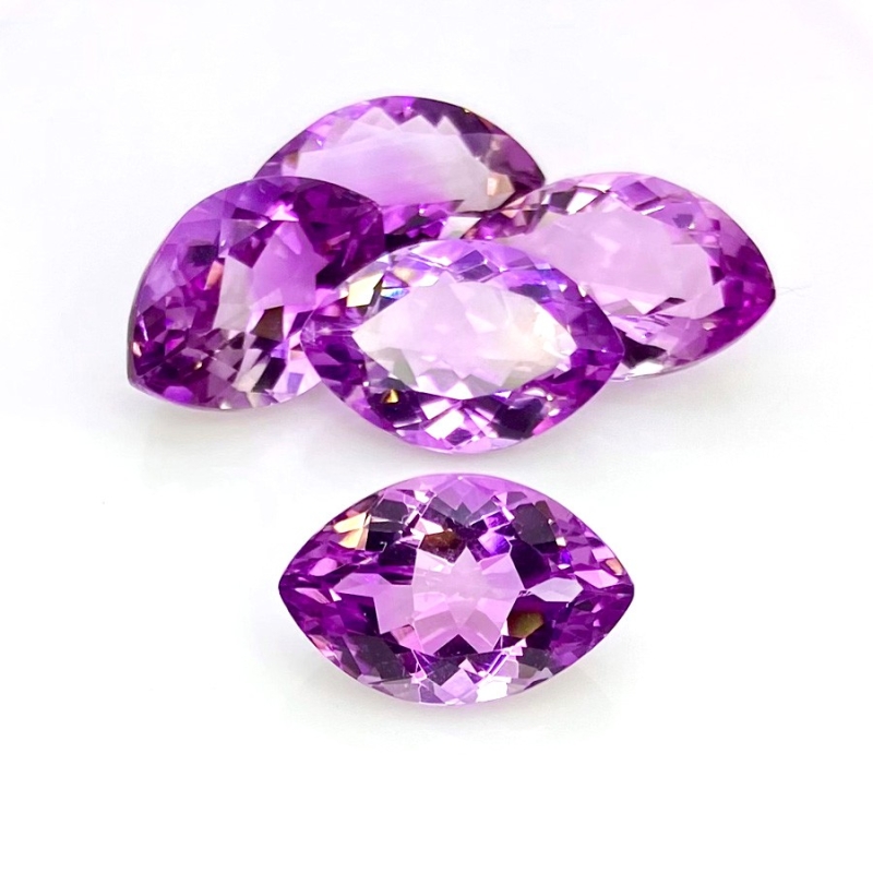 45.80 Cts. Brazilian Amethyst 19x12mm Faceted Marquise Shape AA+ Grade Gemstones Parcel - Total 5 Pcs.