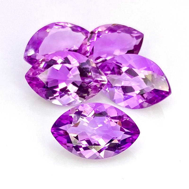 45.20 Cts. Brazilian Amethyst 19x12mm Faceted Marquise Shape AA+ Grade Gemstones Parcel - Total 5 Pcs.