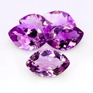 43.15 Cts. Brazilian Amethyst 19x12mm Faceted Marquise Shape AA+ Grade Gemstones Parcel - Total 5 Pcs.