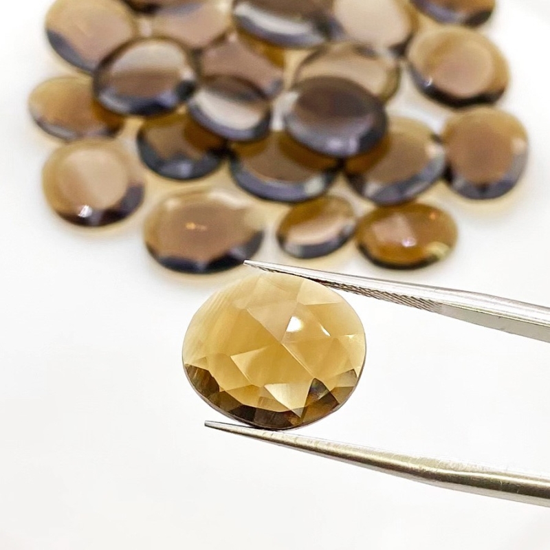 81.55 Cts. Smoky Quartz 11-15mm Faceted Irregular Shape AAA Grade Gemstones Parcel - Total 25 Pcs.