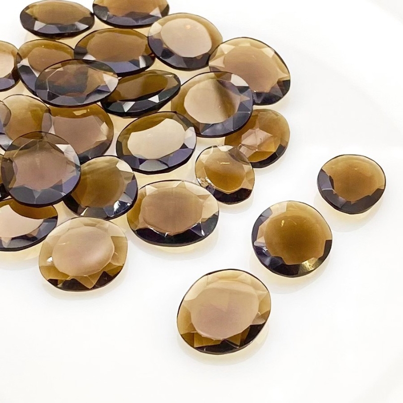 81.55 Cts. Smoky Quartz 11-15mm Faceted Irregular Shape AAA Grade Gemstones Parcel - Total 25 Pcs.