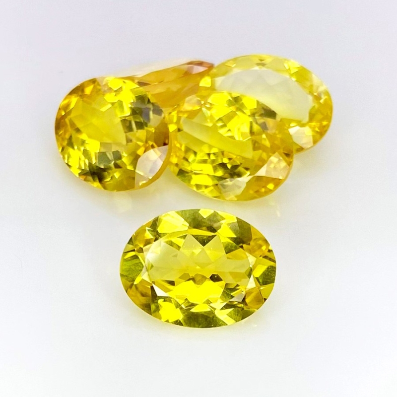  53.6 Carat Lab Yellow Sapphire 16x12mm Faceted Oval Shape AAA Grade Gemstones Parcel - Total 5 Pcs.