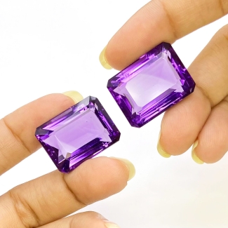  81.55 Carat Hydro Dark Amethyst 24x19-24x18mm Step Cut Octagon Shape AAA Grade Gemstones Parcel - Total 2 Pcs.