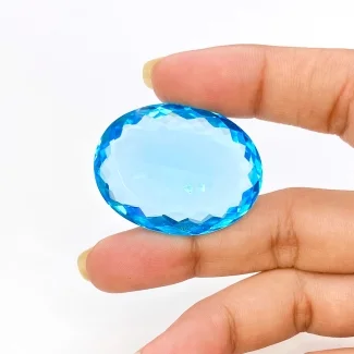  71.2 Carat Hydro Sky Blue Quartz 35x27mm Faceted Oval Shape AAA Grade Loose Gemstone - Total 1 Pc.