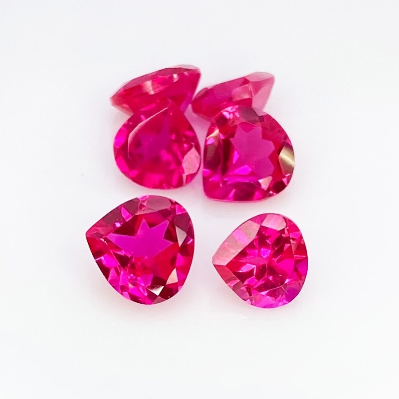  11.65 Carat Lab Ruby 7-8mm Faceted Heart Shape AAA Grade Gemstones Parcel - Total 6 Pcs.