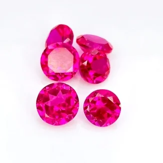  17.70 Carat Lab Ruby 8-9mm Faceted Round Shape AAA Grade Gemstones Parcel - Total 6 Pcs.