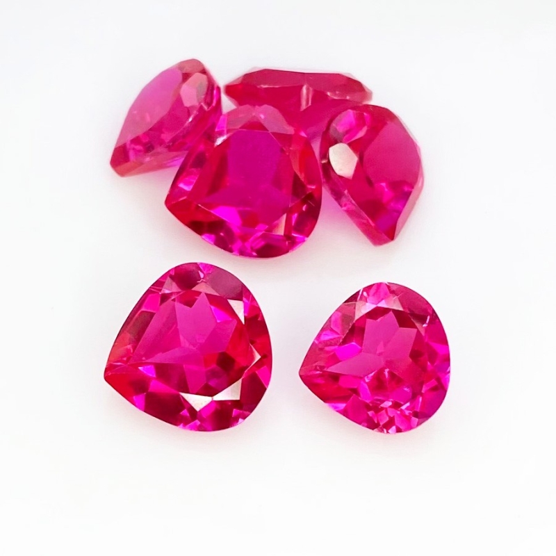  21.60 Carat Lab Ruby 9-10mm Faceted Heart Shape AAA Grade Gemstones Parcel - Total 6 Pcs.