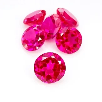  31.25 Carat Lab Ruby 10-11mm Faceted Round Shape AAA Grade Gemstones Parcel - Total 6 Pcs.