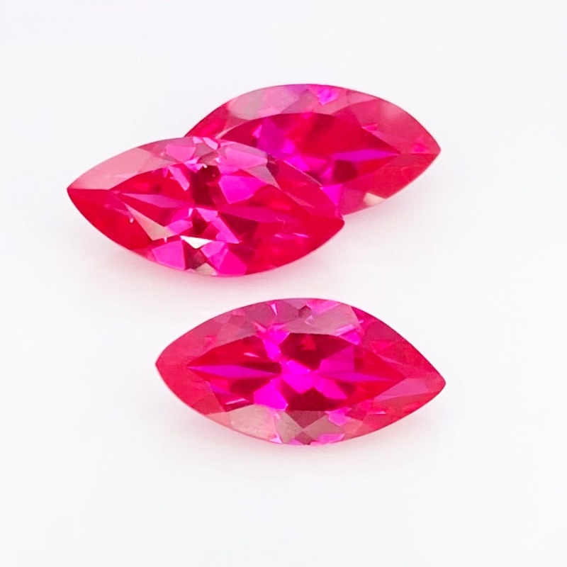  16.80 Carat Lab Ruby 16x8mm Faceted Marquise Shape AAA Grade Gemstones Parcel - Total 3 Pcs.