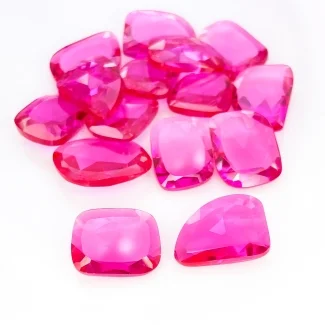  147.15 Cts. Lab Ruby 15-18mm Rose Cut Irregular Shape AAA Grade Gemstones Parcel - Total 15 Pcs.