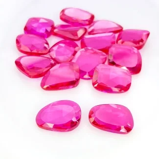  122.15 Cts. Lab Ruby 13-15mm Rose Cut Irregular Shape AAA Grade Gemstones Parcel - Total 15 Pcs.