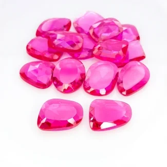  105.70 Cts. Lab Ruby 12-14mm Rose Cut Irregular Shape AAA Grade Gemstones Parcel - Total 15 Pcs.
