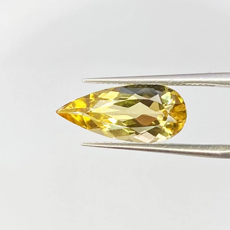 Yellow Beryl Faceted Pear Shape AAA Grade Loose Gemstone - 16x7.5mm - 1 Pc. - 2.85 Carat