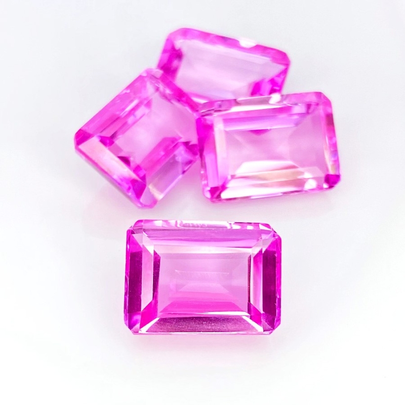  81.6 Carat Lab Pink Sapphire 17x13mm Step Cut Octagon Shape AAA Grade Gemstones Parcel - Total 4 Pcs.