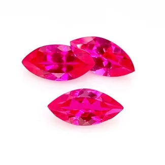  11.65 Carat Lab Ruby 14x7mm Faceted Marquise Shape AAA Grade Gemstones Parcel - Total 3 Pcs.