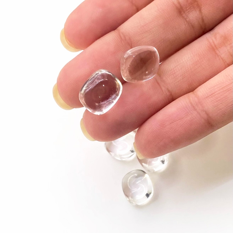  62.1 Carat Crystal Quartz 12x10mm Smooth Cushion Shape AAA Grade Loose Gemstone Beads Lot - Total 11 Pcs.