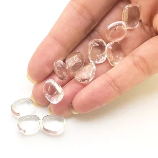  62.1 Carat Crystal Quartz 12x10mm Smooth Cushion Shape AAA Grade Loose Gemstone Beads Lot - Total 11 Pcs.