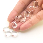  62.1 Carat Crystal Quartz 12x10mm Smooth Cushion Shape AAA Grade Loose Gemstone Beads Lot - Total 11 Pcs.