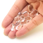  62.1 Carat Crystal Quartz 12x10mm Smooth Cushion Shape AAA Grade Loose Gemstone Beads Lot - Total 11 Pcs.