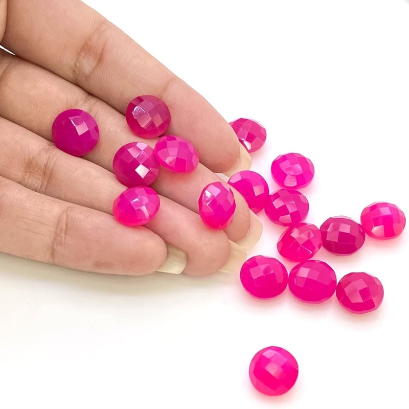  66 Carat Raspberry Chalcedony 10mm Briolette Round Shape AA Grade Loose Gemstone Beads Lot - Total 17 Pcs.