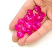  119.85 Carat Raspberry Chalcedony 12mm Briolette Round Shape AA Grade Loose Gemstone Beads Lot - Total 18 Pcs.