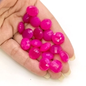 119.85 Carat Raspberry Chalcedony 12mm Briolette Round Shape AA Grade Loose Gemstone Beads Lot - Total 18 Pcs.