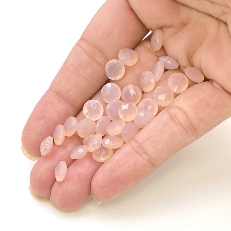  37 Carat Pink Chalcedony 7-7.5mm Briolette Round Shape AAA Grade Loose Gemstone Beads Lot - Total 29 Pcs.